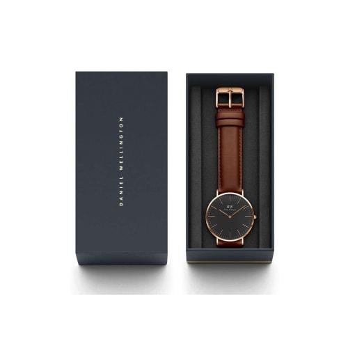 [Official Shop/2-Year Warranty/Official Import] Daniel Wellington DW Men's Classic Black St Mawes Watch, 40mm, Stylish, Popular, Business Watch, Leath