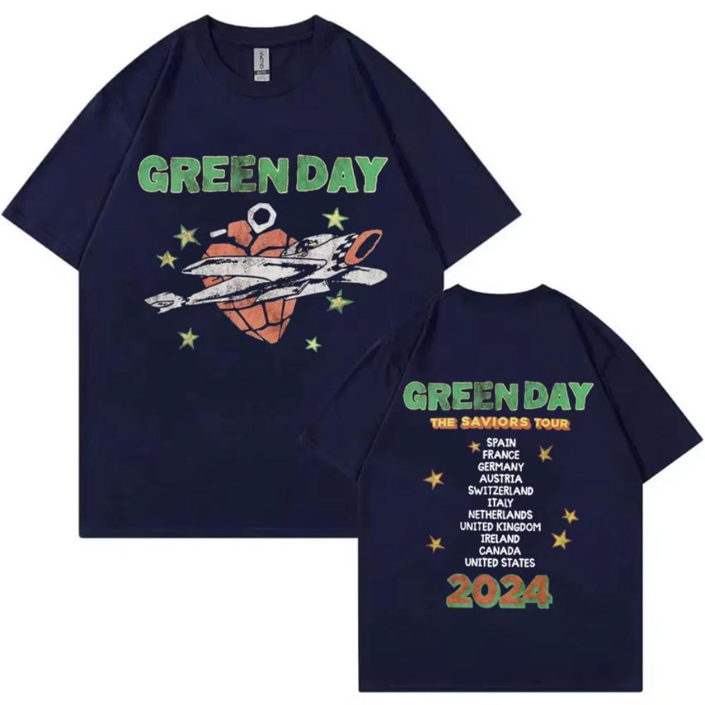 Green Day The Saviors Tour Magliette Uomo Donna Rock Gotico Magliette Oversize a Manica Corta Magliette in Cotone