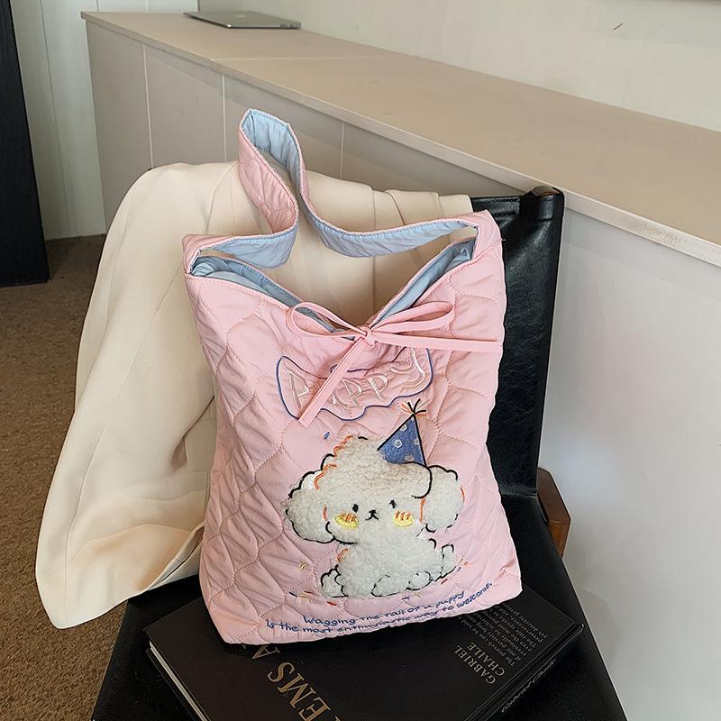 Cotton Clothes Bag Women's Large-capacity New Autumn and Winter Leisure Shoulder Messenger Bag Class Commuter Tote Bag