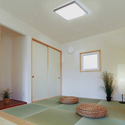 Iris Ohyama Japanese Style LED Ceiling Light Natural Wood Square Dimmable Color Adjustable Type ~8 Tatami Metal Circuit Series CL8DL-5.1JM