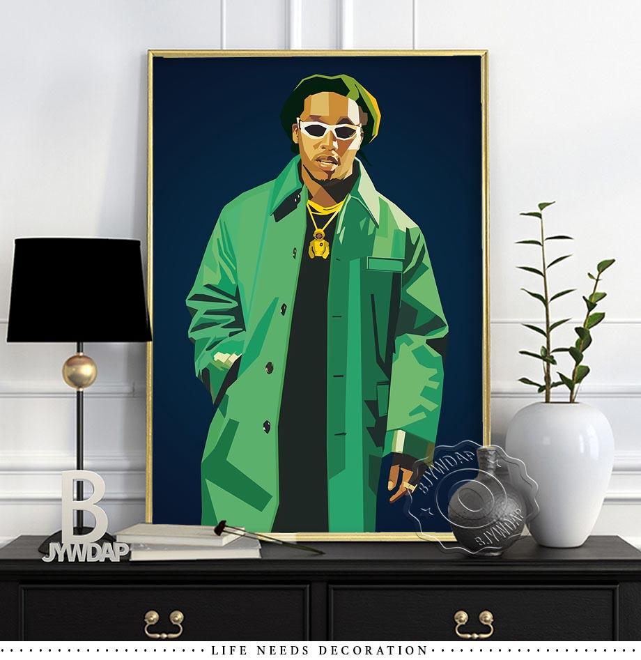Poster e Stampe di Star della Musica Rap Astratta Moderna Hiphop Rapper Arte da Parete Quadri da Parete Pittura su Tela per Decorazione Domestica Senza Cornice