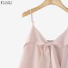 ZANZEA Women Bows V-Neck Casual Sleeveless Straps Camisoles Tank Tops