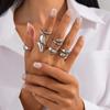 European & American Geometric Baroque Pearl Ring Set – Sweet Cool Ins Style Glossy Liquid Metal Ring