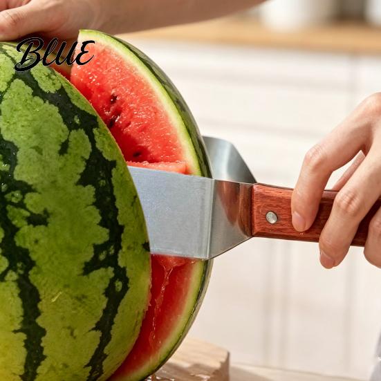 Fruit Cutter Tool Watermelon Stainless Steel Slicer with Ergonomic Handle Simple Easy Push-Pull Design Melon Cutting Push Pull