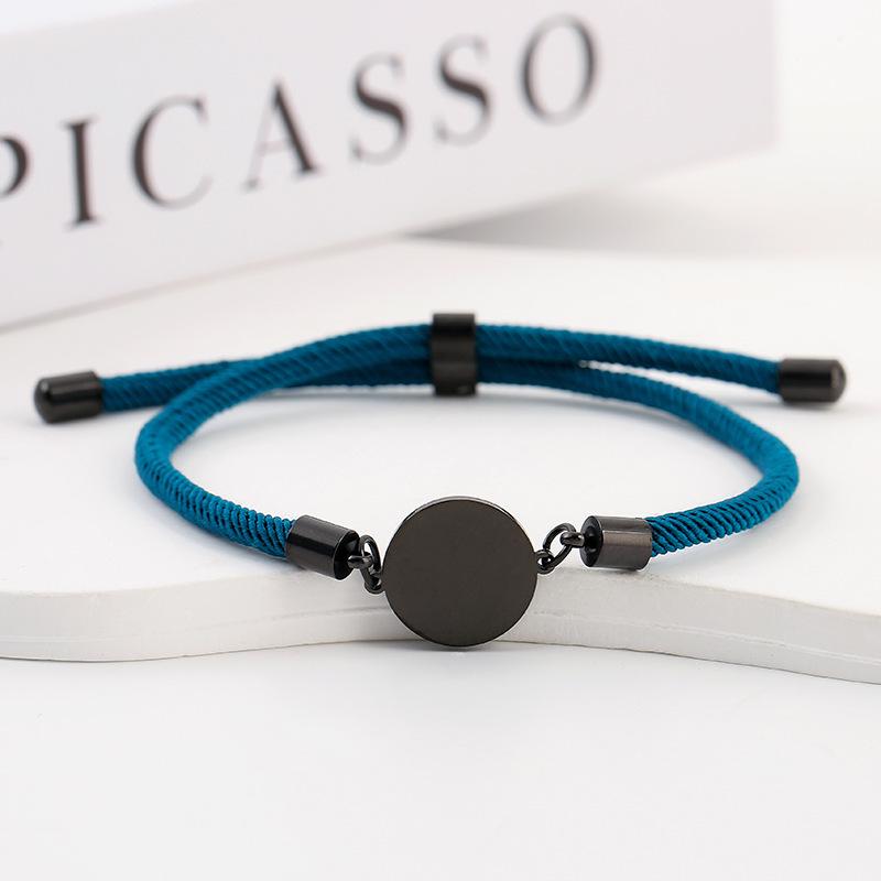 Adjustable 15mm Multi-Color Round Milanese Rope Bracelet with Stainless Steel Cross for Laser UV Printing.
