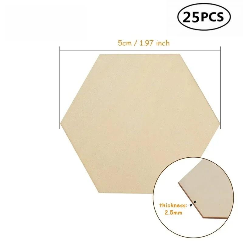 10-120mm Wooden Hexagon Blank Slices Unfinished Wood Discs Hanging Embellishments Art Crafts for DIY Crafting Wedding Christmas