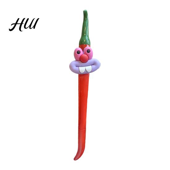 Long-lasting Writing Comfort Pen Cute Gel Kids Cartoon Pepper Shape Ballpoint Office School Colorful Set with Lid Fun Gift for Children Birthdays And