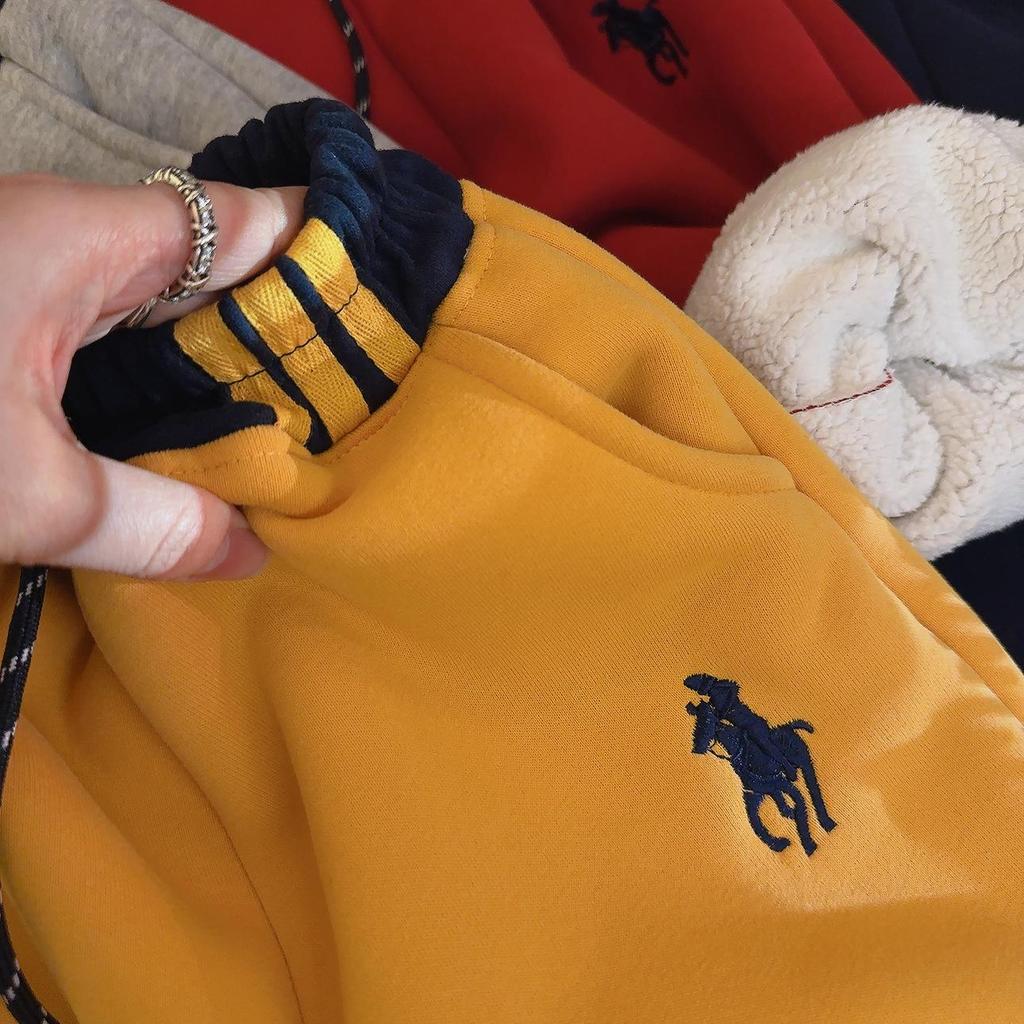 Kids' Unisex Korean Style Fleece Lined Embroidered Joggers for Autumn/Winter