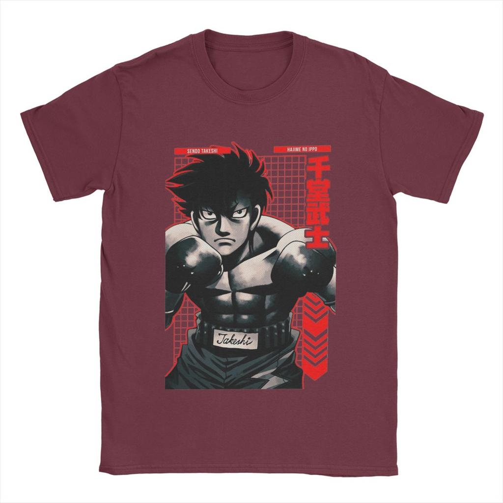 Funny Sendo Takeshi Hajime No Ippo Anime T-Shirts Men Round Neck Cotton T Shirt Short Sleeve Tee Shirt Gift Idea Clothing