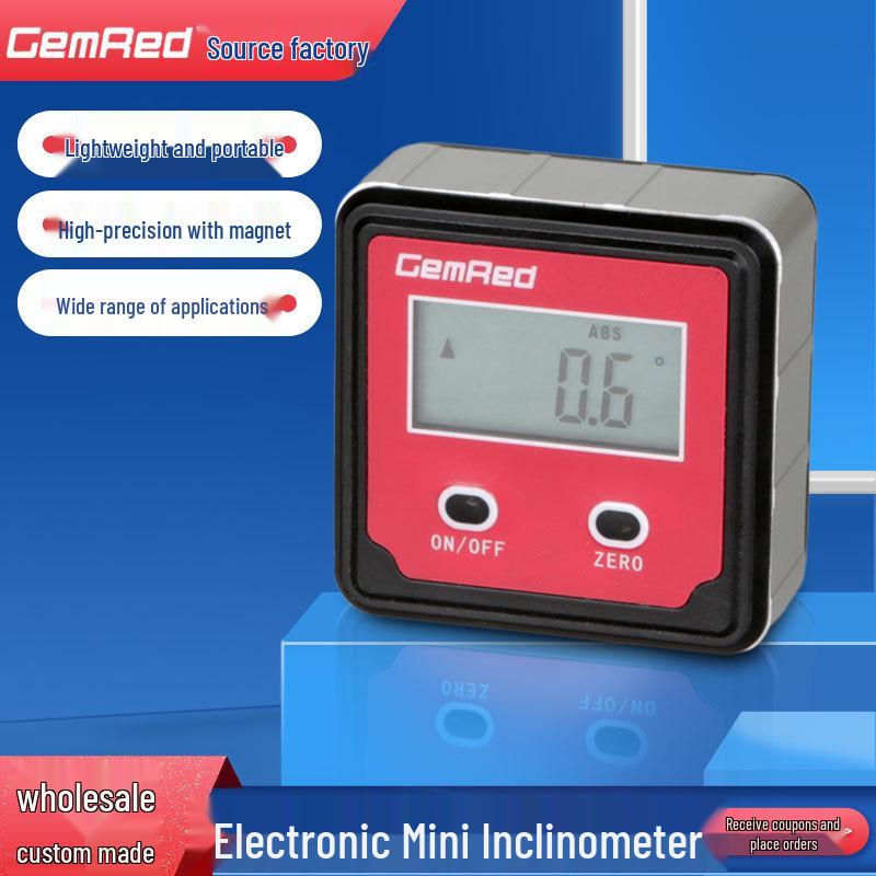 GemRed Digital Inclinometer: Electronic Protractor with Strong Magnetic Base and Backlight