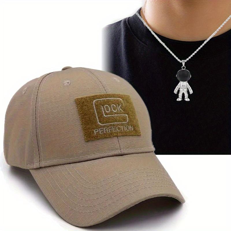2pcs Men's Women's Baseball Cap Necklace Set Fashion Casual Sports Camouflage Military Cap Small Spaceman Style Necklace Couple Sun Protection Sun Hat