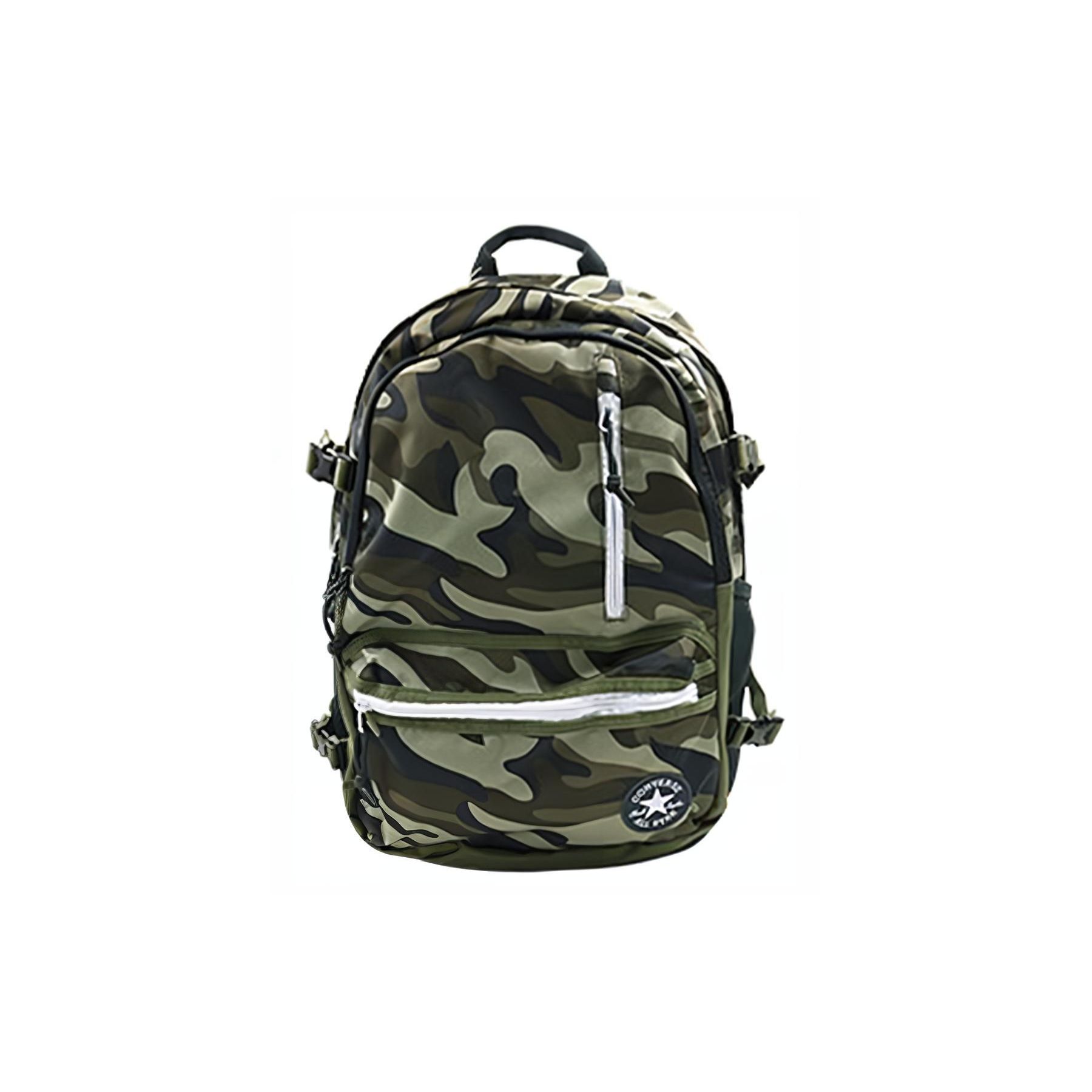 Converse Straight Edge Large Capacity Casual Student Polyester Backpack Unisex Backpack Green-Camouflage 10022408-A04 Green Camouflage