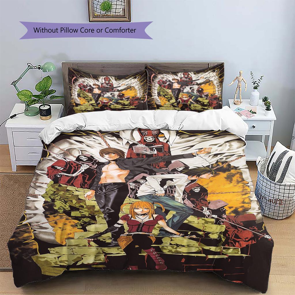Juego de Ropa de Cama con Estampado de Dibujos Animados Colcha Funda de Colcha Funda de Almohada Decoración del Hogar Regalo de Cumpleaños (1 * funda nórdica + 2 * fundas de almohada, sin núcleo)