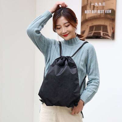 Mochila deportiva unisex plegable resistente al agua, color puro, con cordón para entrenamiento