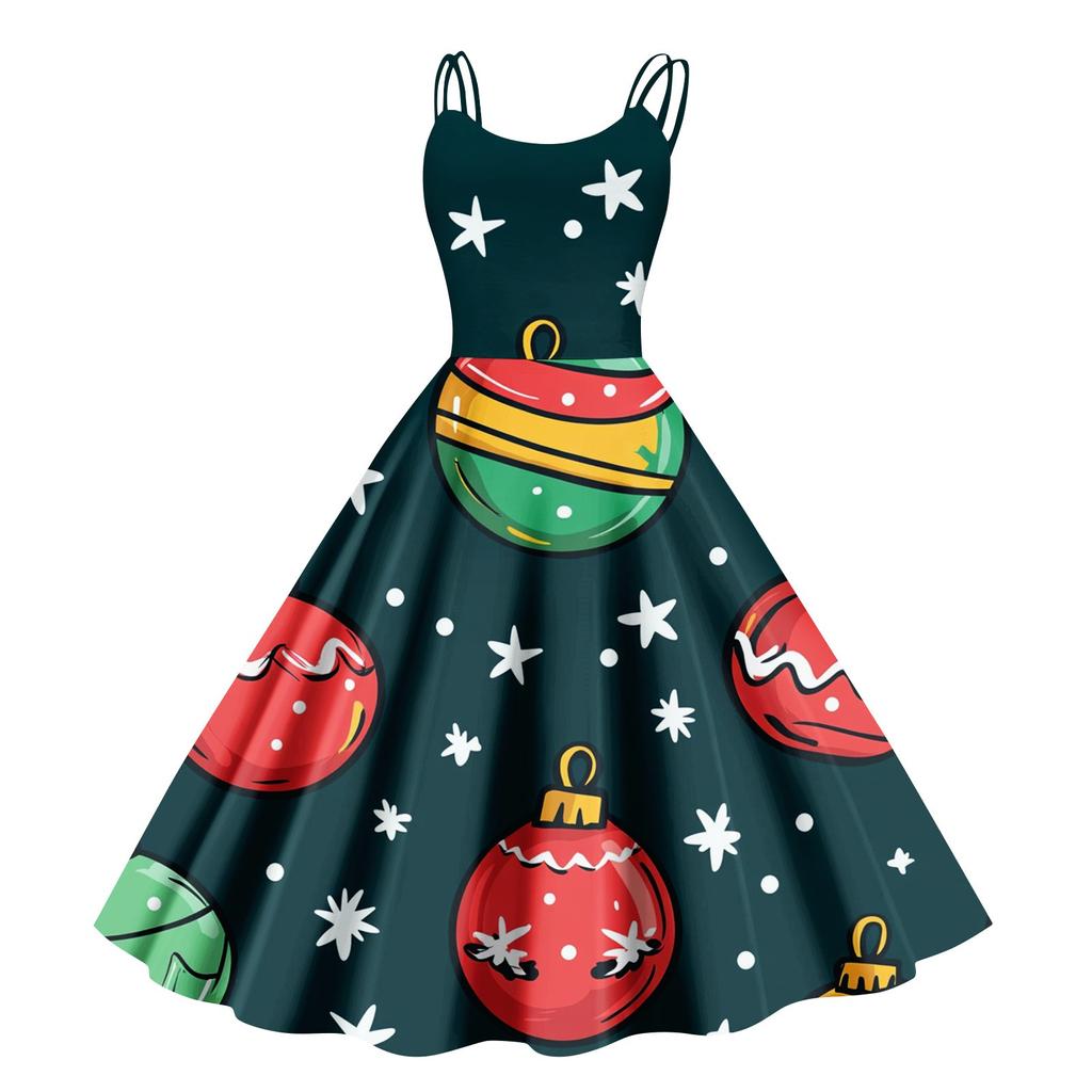 Cadouri de Crăciun pentru damă Pălărie de Moș Crăciun Imprimată Rochie Vintage Punk Sexy cu umăr dezactivat