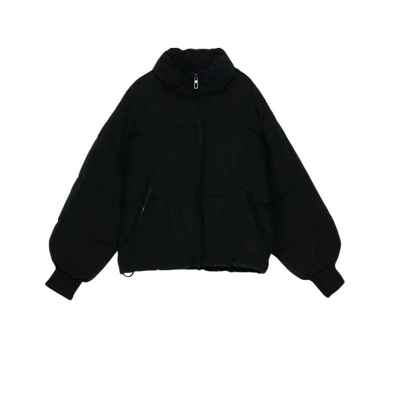 

Fall and Winter New Women s Clothing French Loose Stand Collar Long Sleeve Warm Short Puffer Jacket Coat 4341202 Black L