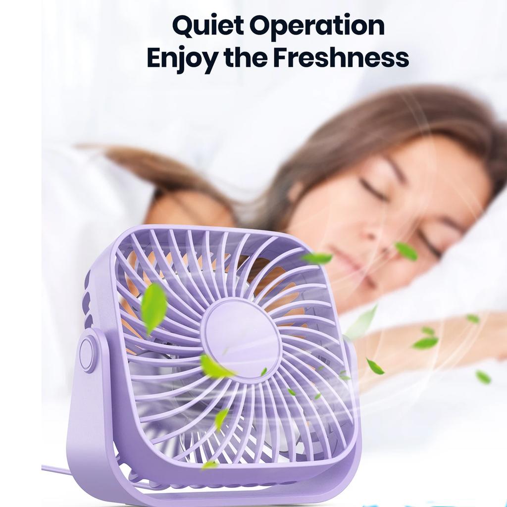 USB Mini Desk Fan,3 Speeds Quiet Portable Desktop Table Fan,360° Adjustment Personal Small Fan for Bedroom Home Office