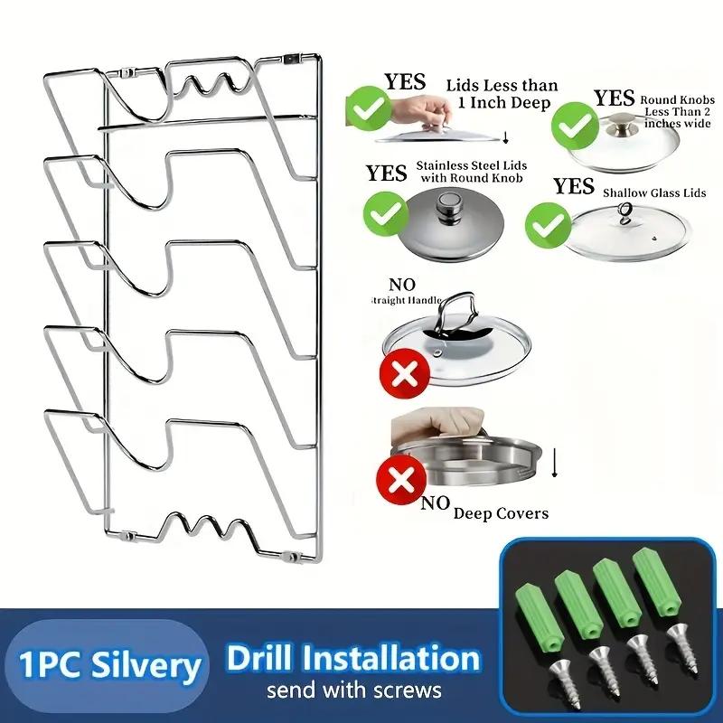 1 Stück Hängende Topfdeckelhalter, Multifunktionales Topf- und Deckelregal, Wandmontiertes Lagerregal, Lagerregal für Schneidebretter, Küchenzubehör