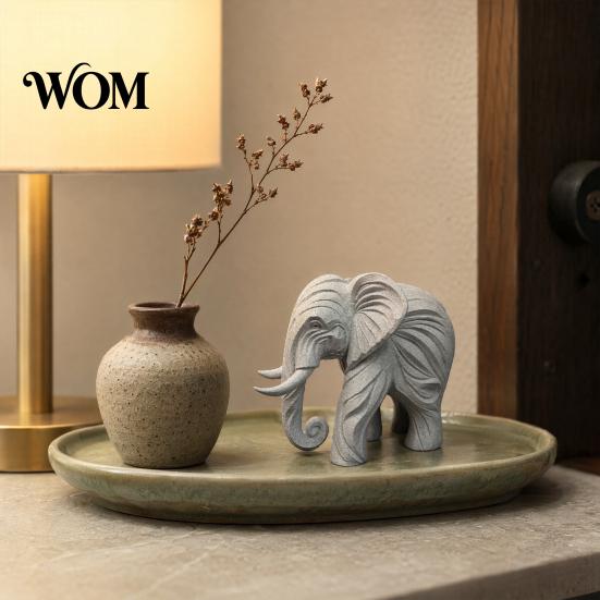 3D Printing Elephant Figurine Printed Figurine, One-Piece Molding, Cute Simulated Unique Artistic Sculpture Model, Desktop Ornament for Home,