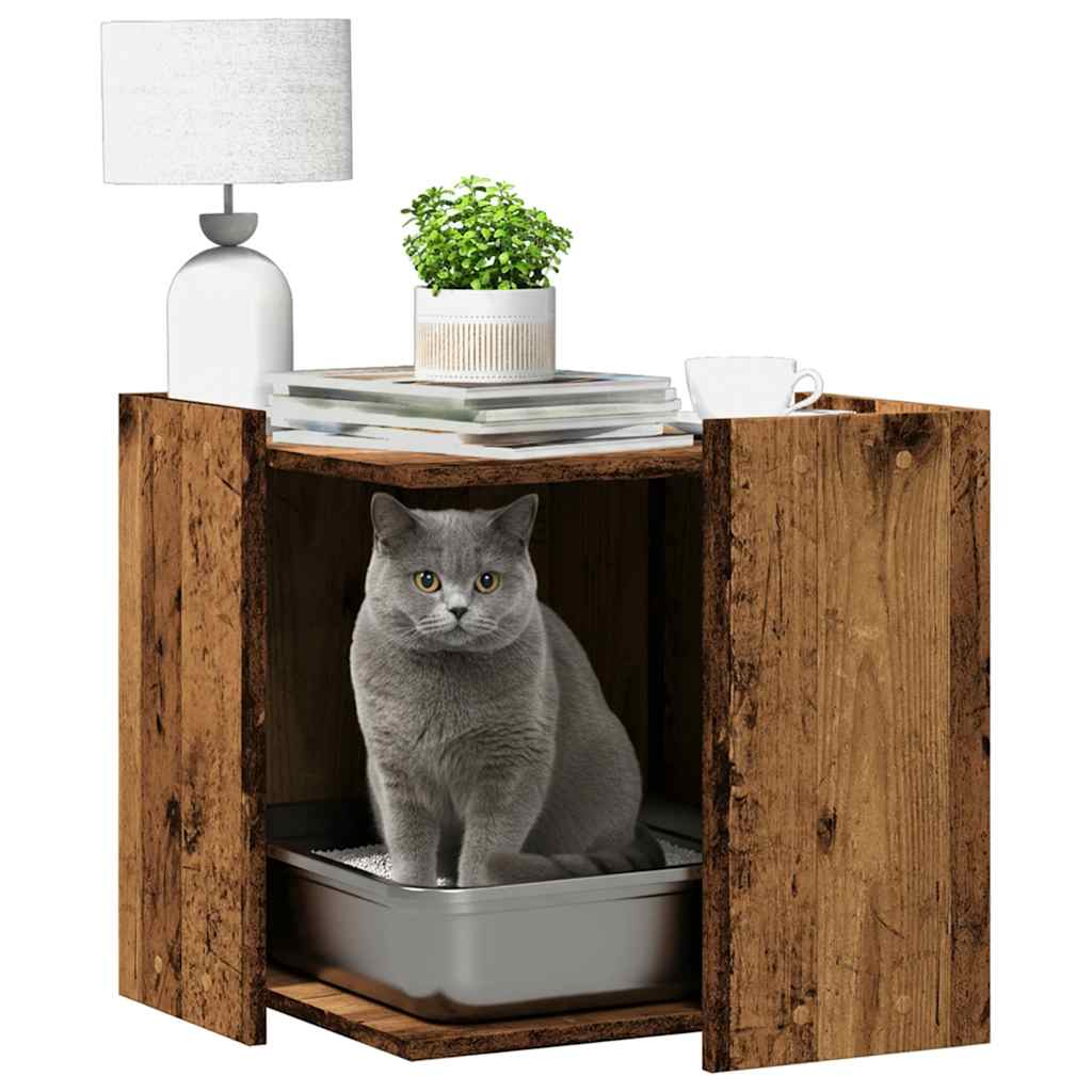 Vidaxl Litter Box Cabinet, Old Wood, 53X53X51 Cm