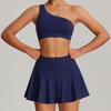 Womens Sport Skort Set With Built-in Bra Top Tennis Running Yoga Fitness Workout