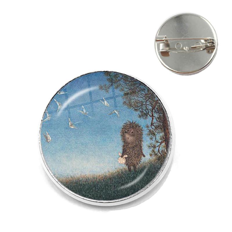 

Hedgehog In The Fog Brooch Men Women Pins for Handmade Fashion Round Glass Nacture Cute Animal Style Metal Jewelry Dropship 20mm