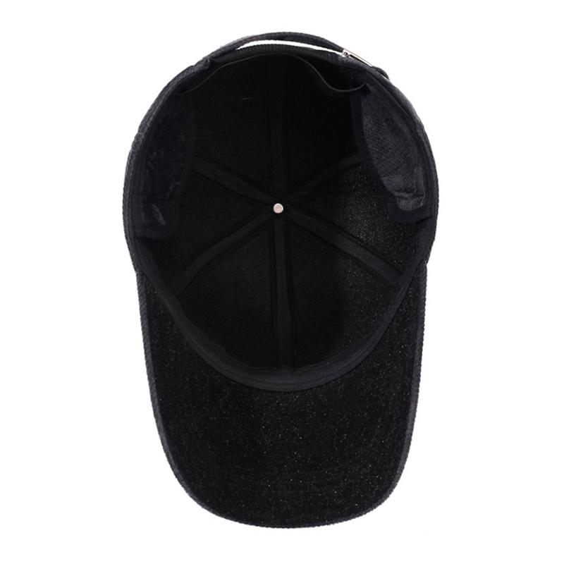 Men's Autumn Winter Woolen Hat Middle-Aged and Elderly Thick Warm Ear Protection Baseball Cap