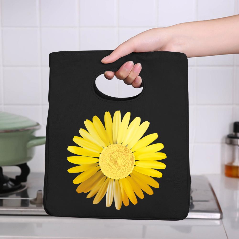 Lunch Bag Breakfast Box Bags Women Portable Hand Pack Picnic Travel Products Daisy Printed School Food Storage Bags Bento Pouch