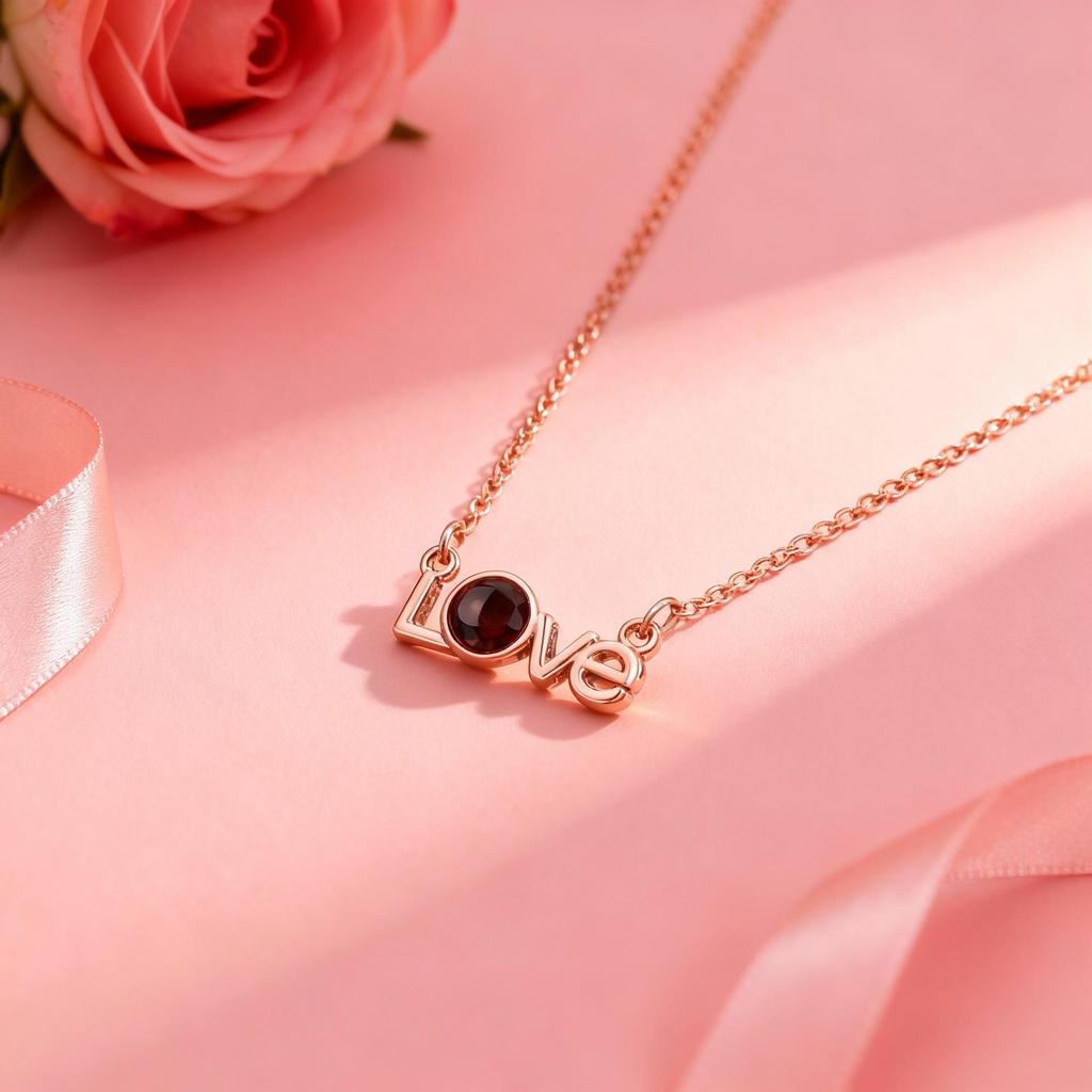 100 Languages 'I Love You' Projection Titanium Steel Necklace - European & American Style Women's Light Luxury