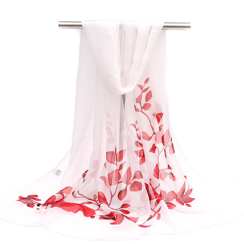 2026 Silk Chiffon Women's Scarf: Korean Style, Versatile, Long, and Thin for Spring, Autumn, Beach, or Winter Decoration