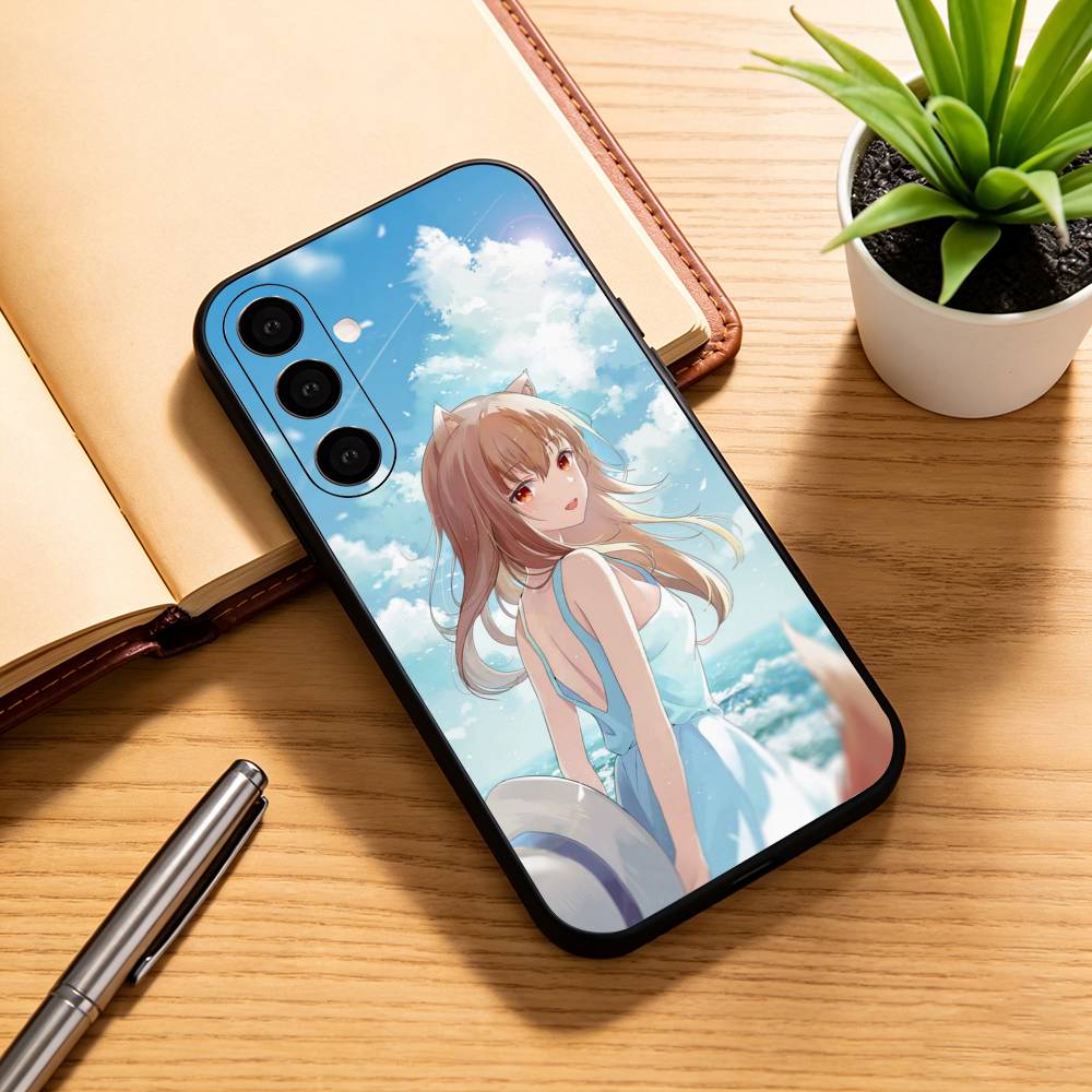 

S-Spice and Wolf Anime Phone Case Black Silicone Soft For Samsung Galaxy A73,A72,A71,A70,A53,A52,A51 Samsung a40