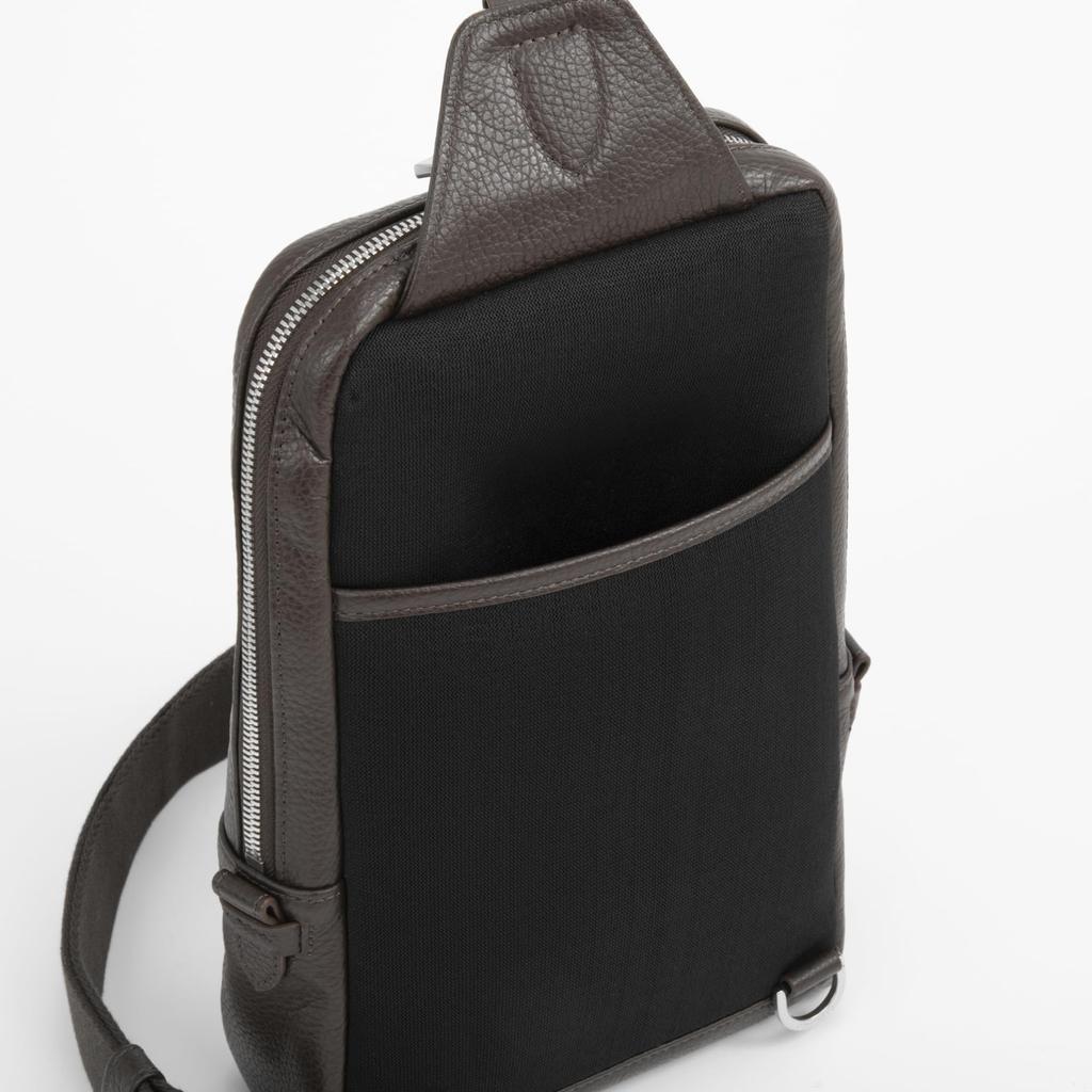 Orobianco Fiore Italian Leather Body Black Bag, 4L, 550g, No. 93004, Men's,