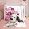 Interesting puppy flower pattern Flannel printed blanket suitable for all seasons suitable for living room office sofa travel