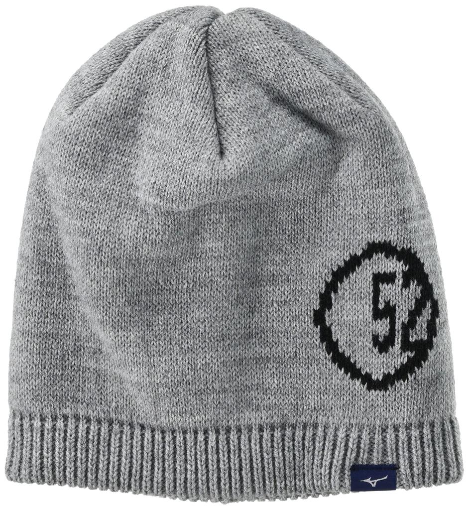 Mizuno Breath Thermo Single Knit Cap 52 Logo Beanie, Heather Gray, Free (55–59 Cm)