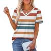 Women's Fashionable Casual Short Sleeve Print V-Neck Pullover Top