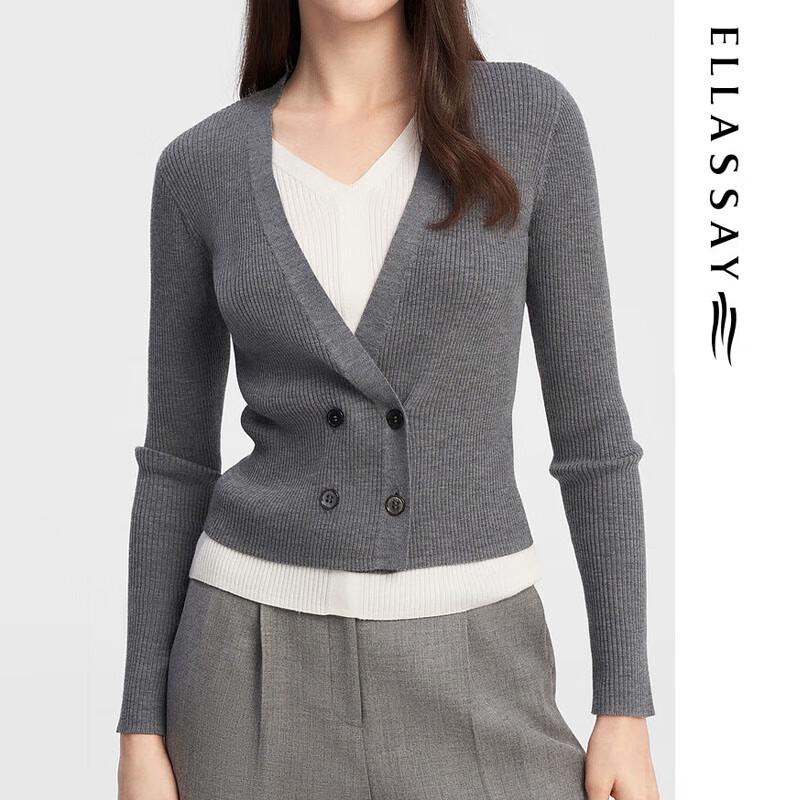 ELLASSAY Women's Slim Fit V-Neck Merino Wool Sweater