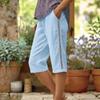 Ladies' Casual And Fashionable Side Hollow Splicing Straight Leg Five Quarter Pants