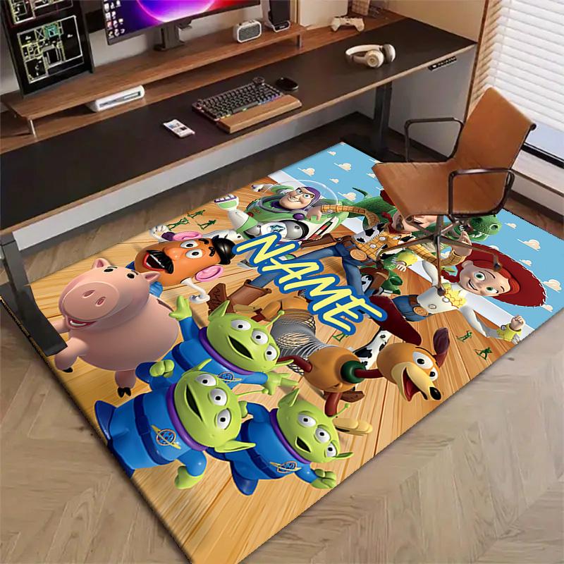 Custom Toy Story Mat Personalized Name, Polyester Washable Indoor Entryway Rug, Gift for Christmas, Easter, Thanksgiving Day