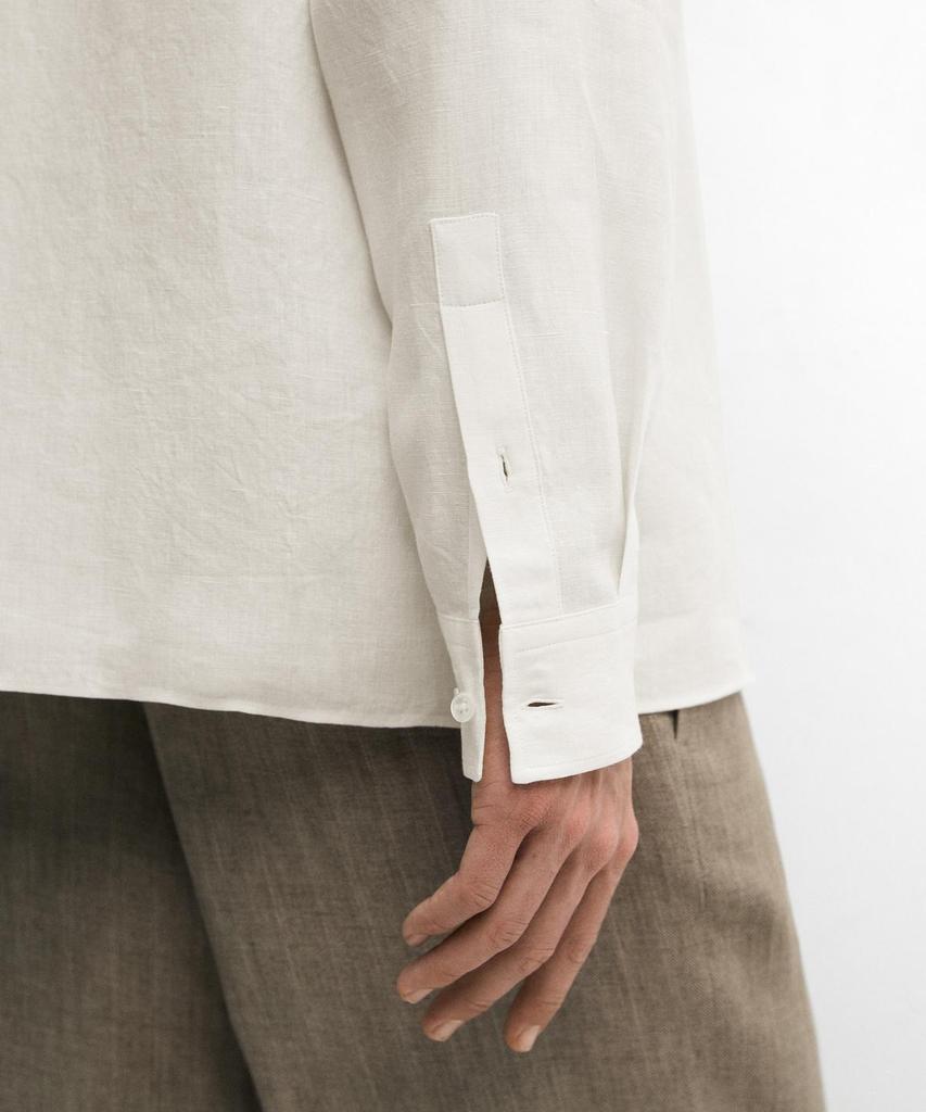 Masimodutti 100% Linen Stand Collar Shirt