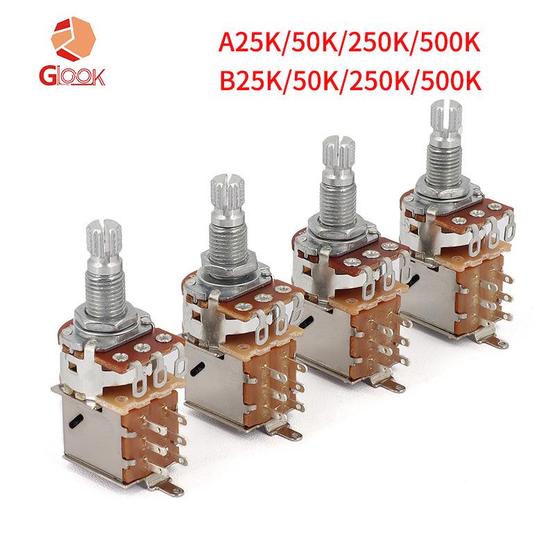 Electric Guitar Double Layer Tone Potentiometer Knob (25k/50k/250k/500k) Long Shaft A 250k