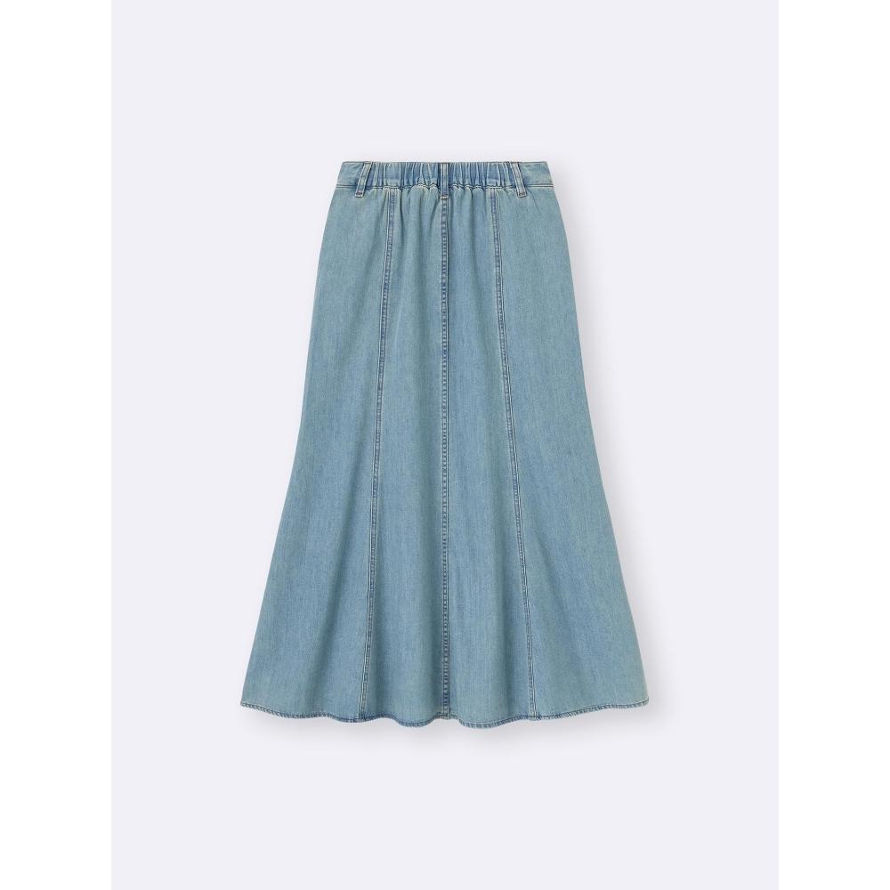 GU by Uniqlo Light Denim Flared Maxi Skirt+ec  Short Length 