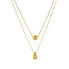 Gold Plated Double Layer Ball Teardrop Necklace, Stainless Steel Minimalist Choker, Waterproof Dainty Jewelry for Women Gift