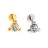Diamond-Inlaid Stainless Steel Lip Stud Piercing Earring - 1.2*6/8mm