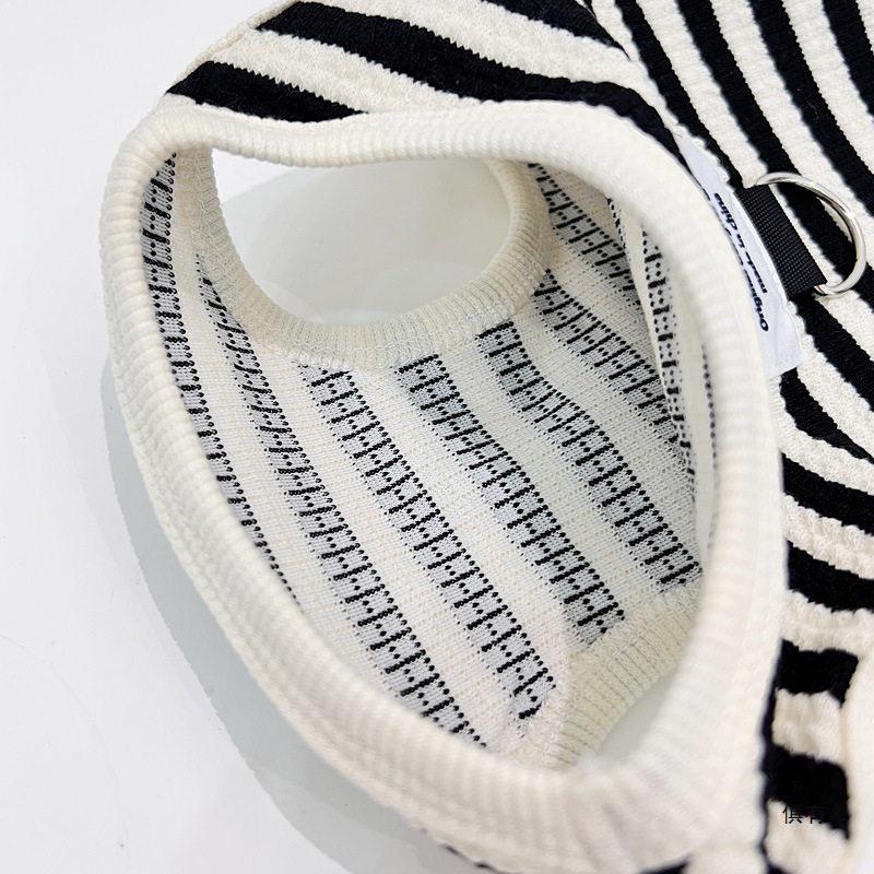 Spring & Autumn Cotton Striped Dog Vest - Comfortable Leash-Pulling Outfit for Teddy, Bichon, Small & Medium Dogs