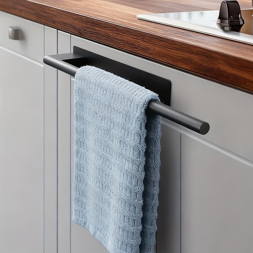 1pc Stainless Steel Towel Rack | Wall Mounted, Self-adhesive, No Drilling Required, Contemporary Style for Kitchen and Bathroom