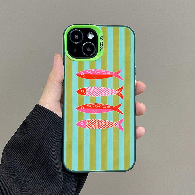 

Sardines Color Fish Funny Laser Phone Case For iPhone 16 15 14 Pro Max Plus 13 12 Mini 11 Pro Max Shockproof Back Cover Fundas iphone 13Mini