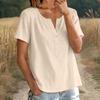 Women Loose Fit Casual Short Sleeve Button Down Shirt Cotton Linen Top with Relaxed Neckline for Everyday Wear