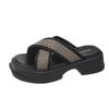 Cool slippers women's summer new outer wear fashion one-word drag platform trend cross casual beach sandals