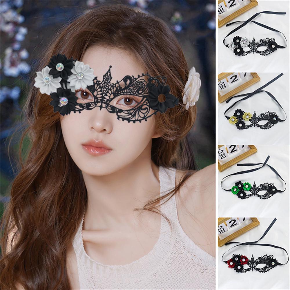 Makeup Ball Hollow Lace Mask Halloween Props Black Half Face Sexy Diamonds Female Eye Mask Fashion Masquerades Eye Mask