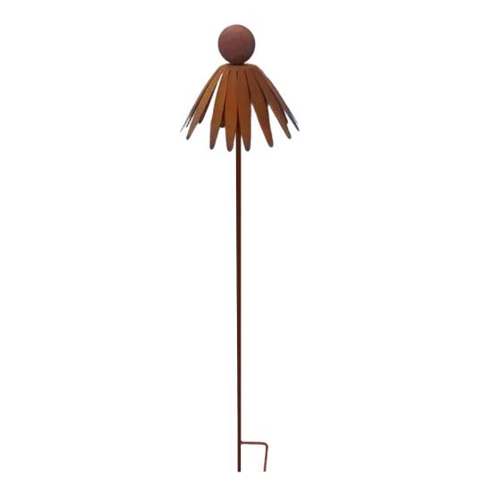 Rustic Metal Coneflower Garden Stake Rusty Iron Yard Art Outdoor Large Wildflower Decoration for Lawn Pathway Patio Planter Decor 1pc